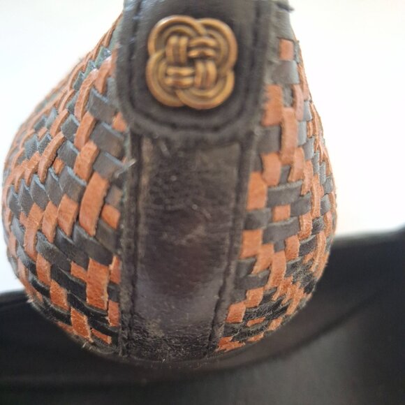 Elliot Lucca Women's Leather Black & Tan Woven Classic Loafers Size 8.5 - Picture 6 of 8